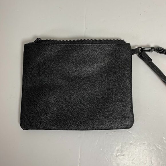 Steve Madden Black Pebbled Leather Women's Wristlet Clutch Small - Picture 7 of 7